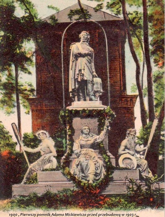 1900 , Pierwszy pomnik Adama Mickiewicza przed przebudową w 1903 r. 1 Kopia